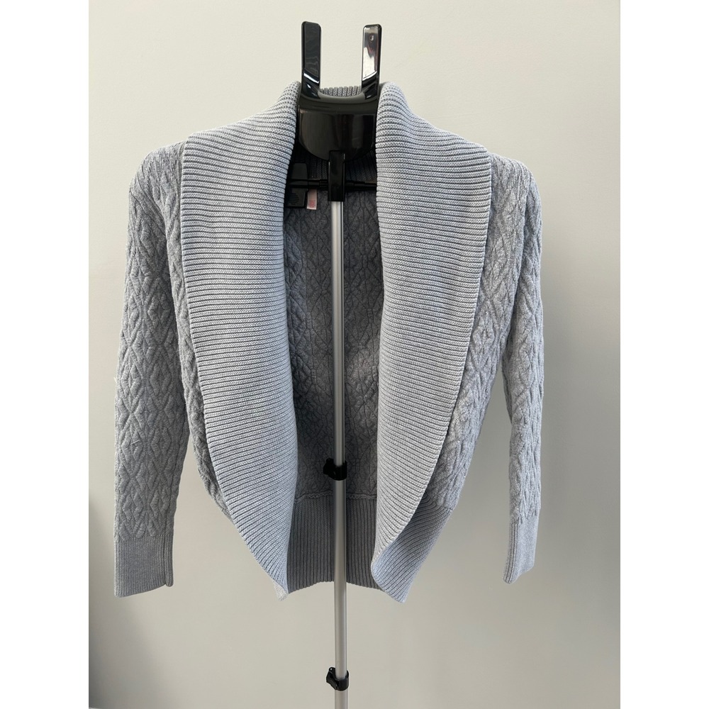 Victoria's Secret Light Gray Cable Knit Shawl Collar Cardigan Sweater Size Small